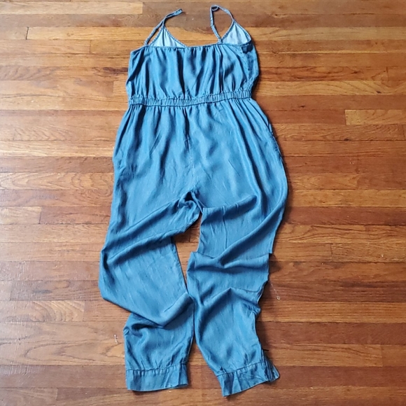 Soft Demim Jumpsuit with Drawstring Elastic Waist - Picture 6 of 6